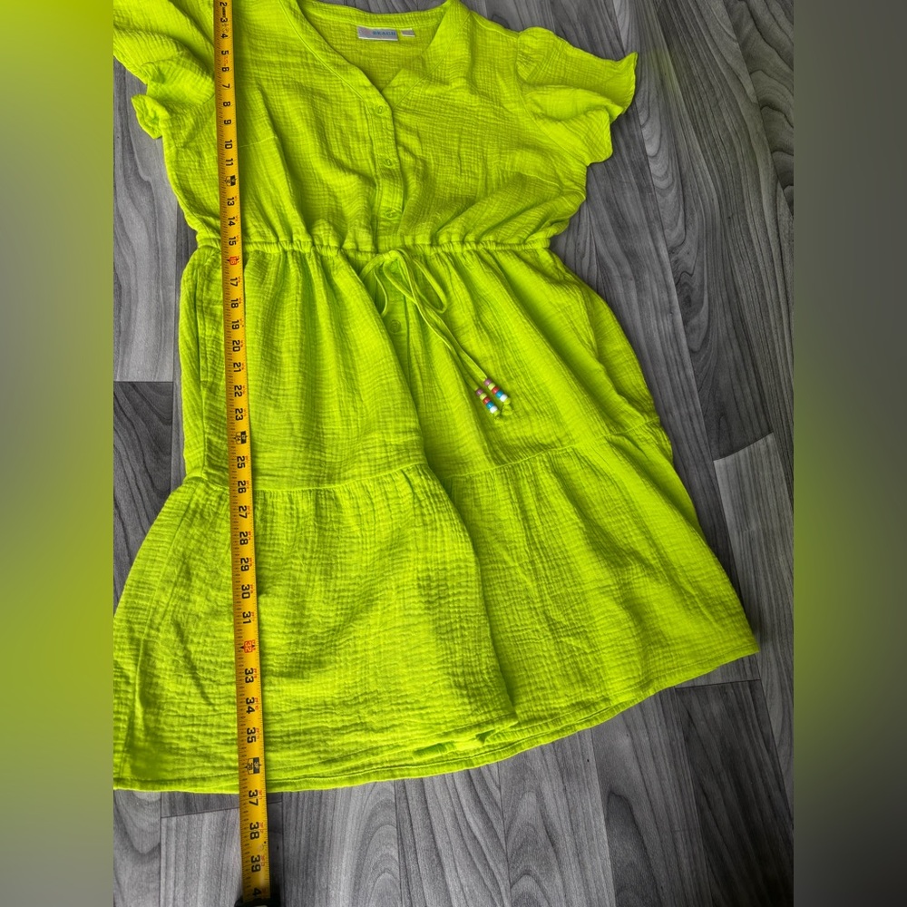Green Ruched Flutter Sleeve Sundress - Picture 11 of 13